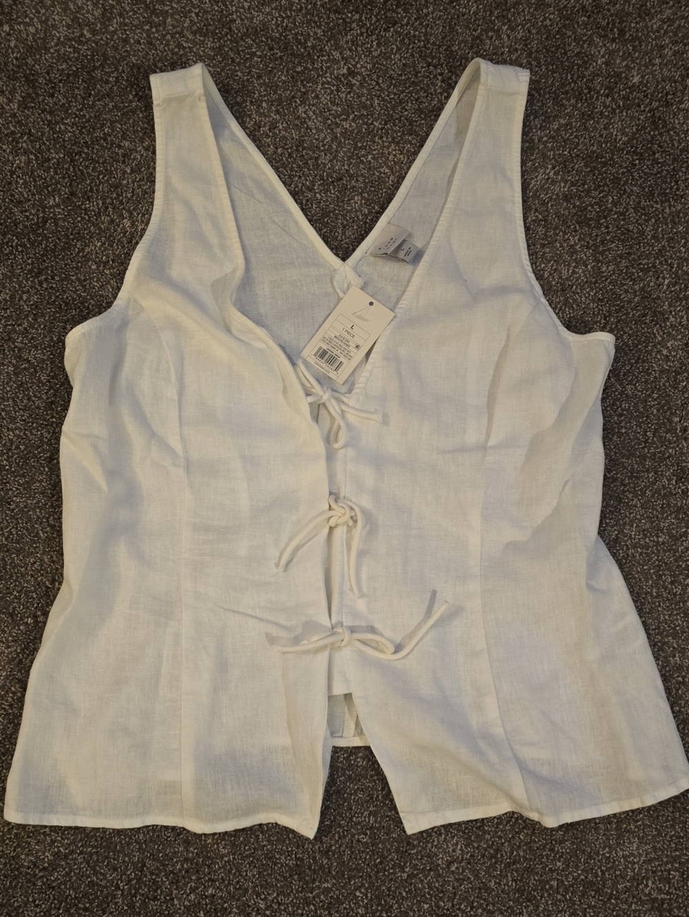 Target White Linen Tie-Front Tank Top